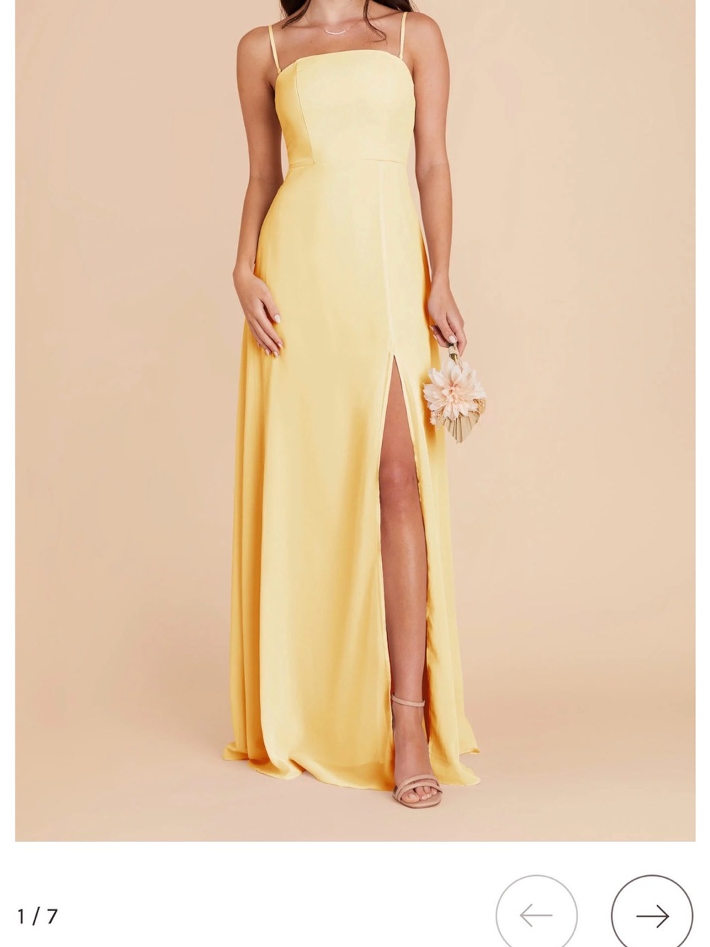 Birdy Grey Soft Yellow Strapless Maxi Dress with Thigh Slit